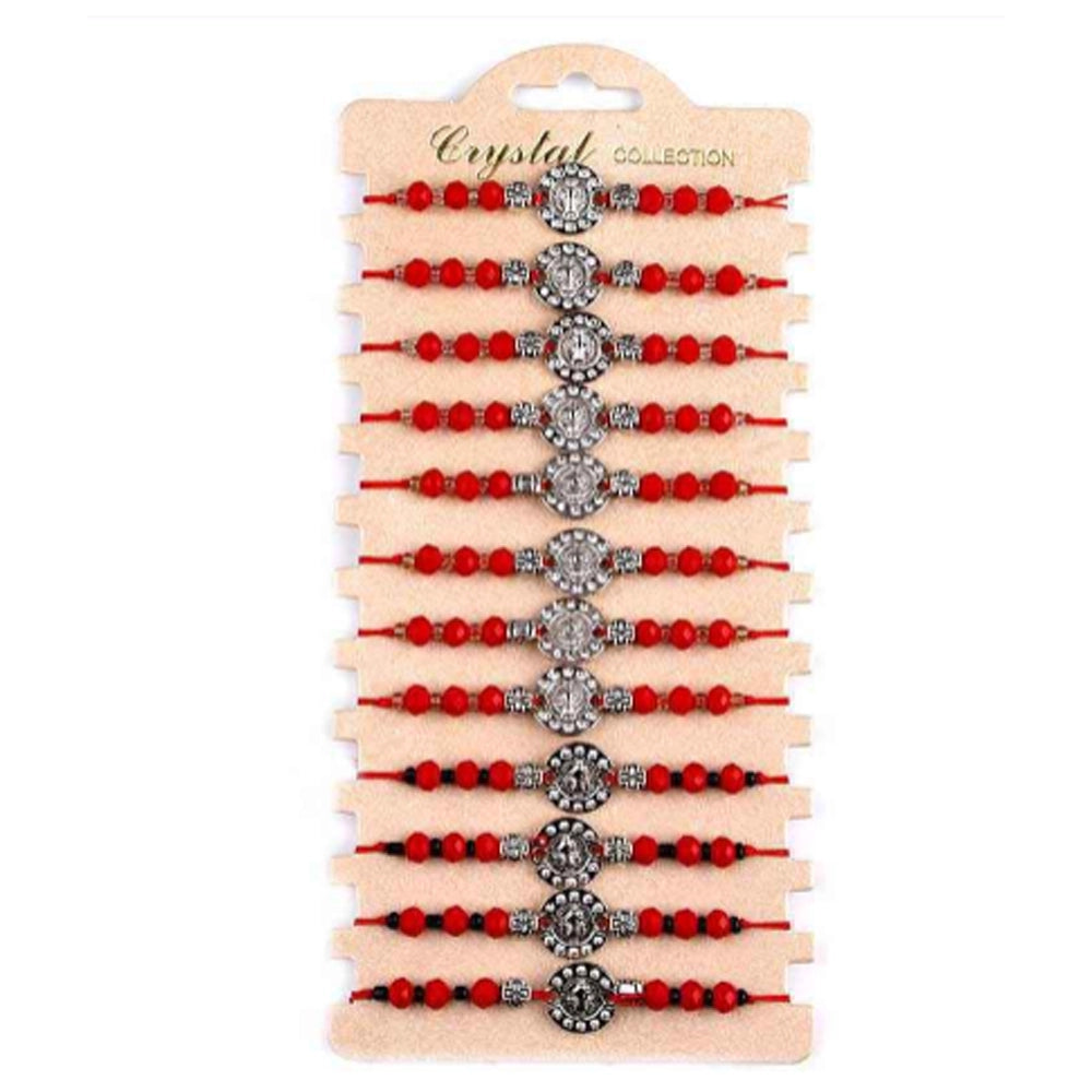 Miraculous Medal & Cross Red String Bracelet Set (12-Pack) - Adjustable