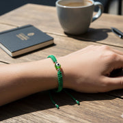 Green Evil Eye Protection Bracelet - Adjustable Woven String Nazar Amulet