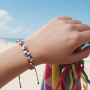 Panama Flag Adjustable Black Macrame Bracelet Set (12-Pack)