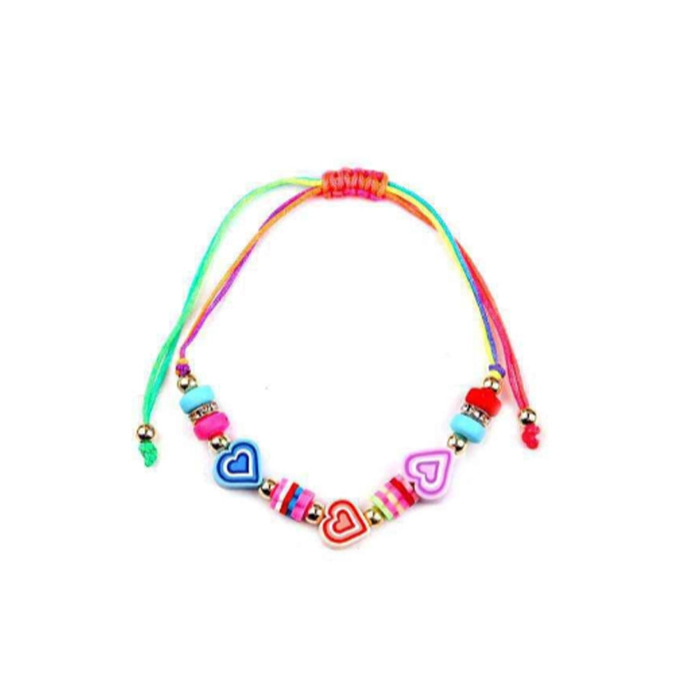 Clay Heart Heishi Bead Bracelet Set - Adjustable Friendship Jewelry