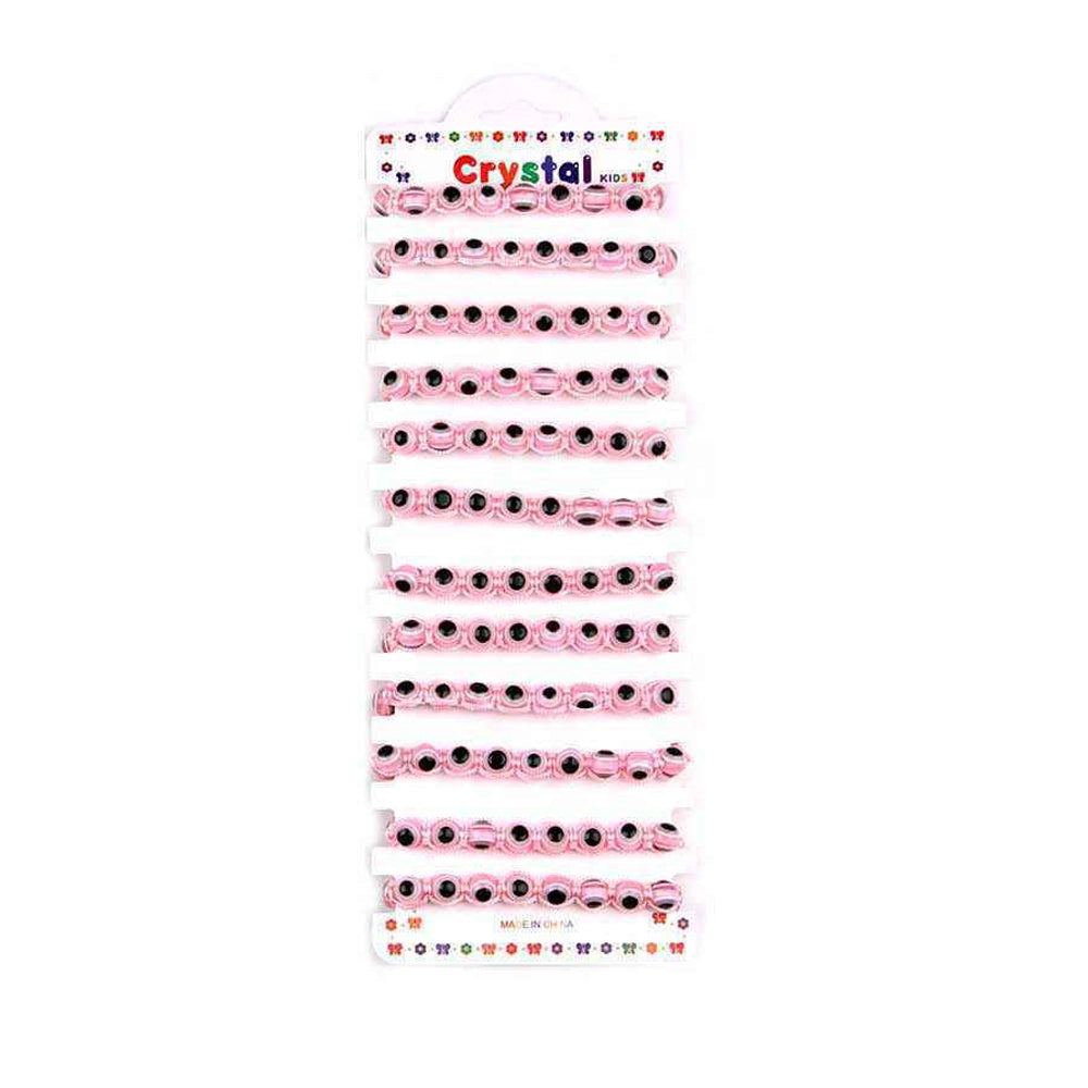 Pink Evil Eye Adjustable Bracelet Anklet for Kids – Handmade Lucky Protection Jewelry (YBT-4844LP)