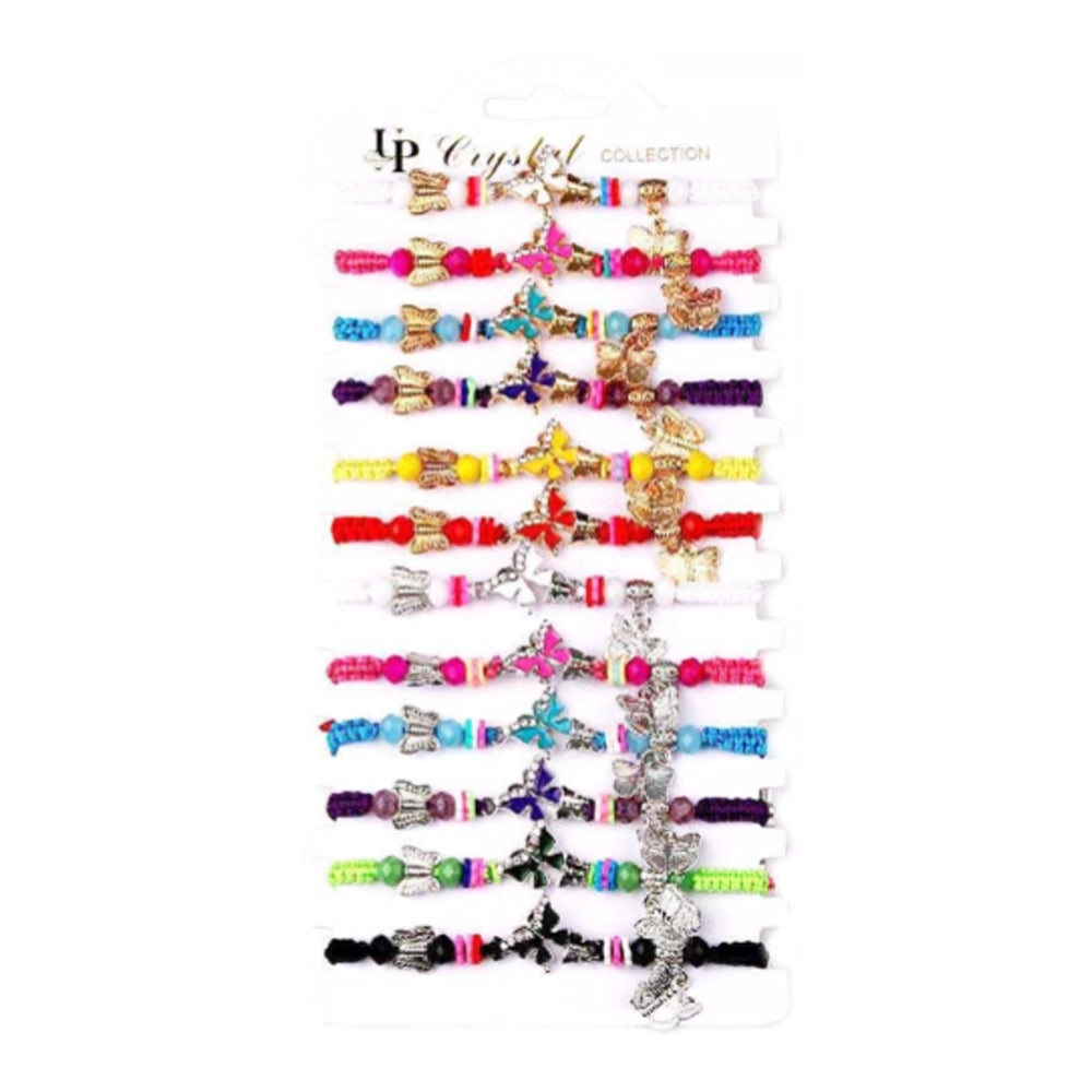 Colorful Butterfly Charm Macrame Bracelet Set