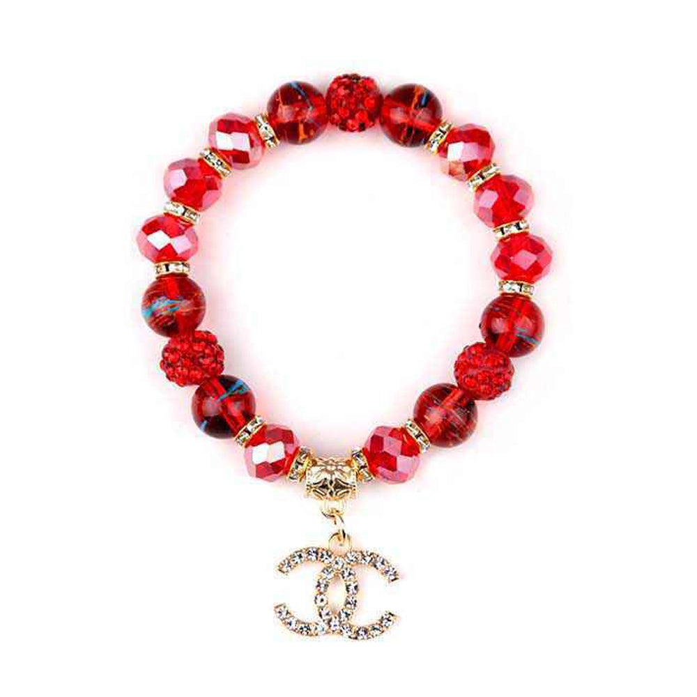 Sparkling Crystal Beaded Charm Bracelet – Elegant Faceted Glass Jewelry for Women 12pc (YBT-5362)