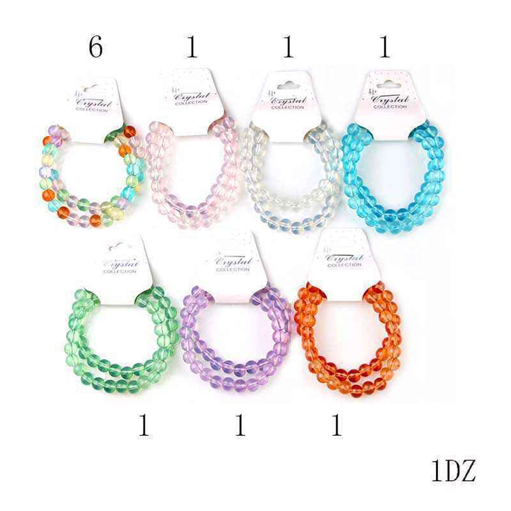 Multi-Colored Crystal Bead Bracelet Set – Vibrant Elastic Healing Jewelry (YBT-5459)