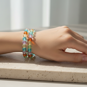 Multi-Colored Crystal Bead Bracelet Set – Vibrant Elastic Healing Jewelry (YBT-5459)