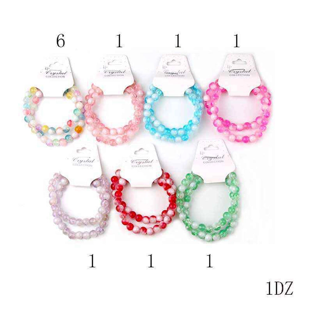 Multi-Color "Crystal Star" Beaded Bracelet Set – Vibrant Elastic Fashion Jewelry (YBT-5461)