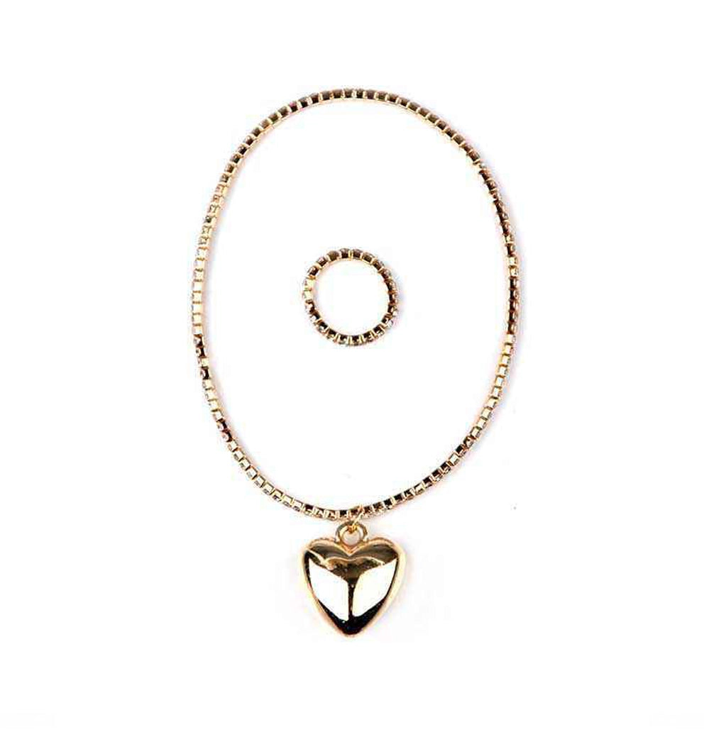 Irresistible Heart Pendant & Ring Set - Crystal Collection Jewelry