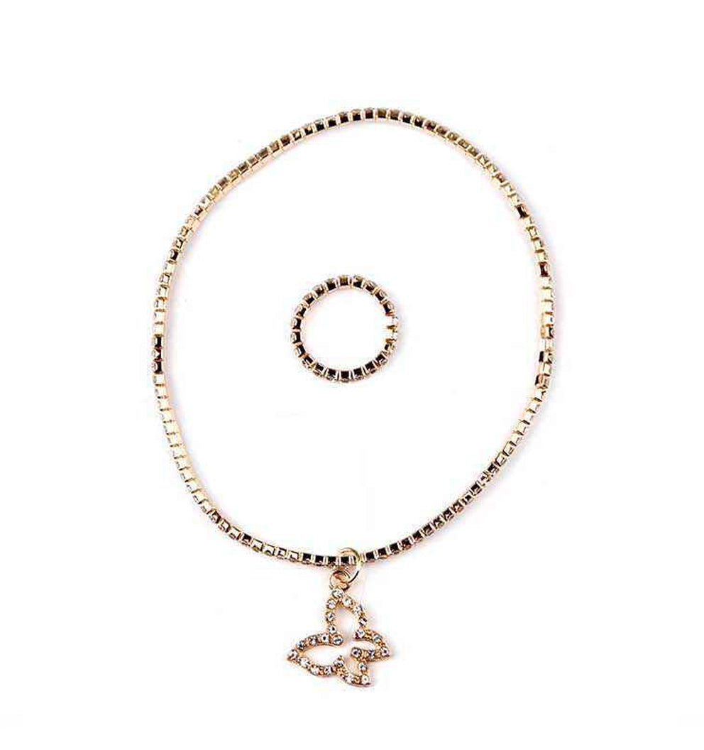 Dazzling Butterfly Charm Choker & Ring Set