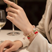 Beaded Charm Bracelet | Strawberry, Cherry & Heart “Love” Charms