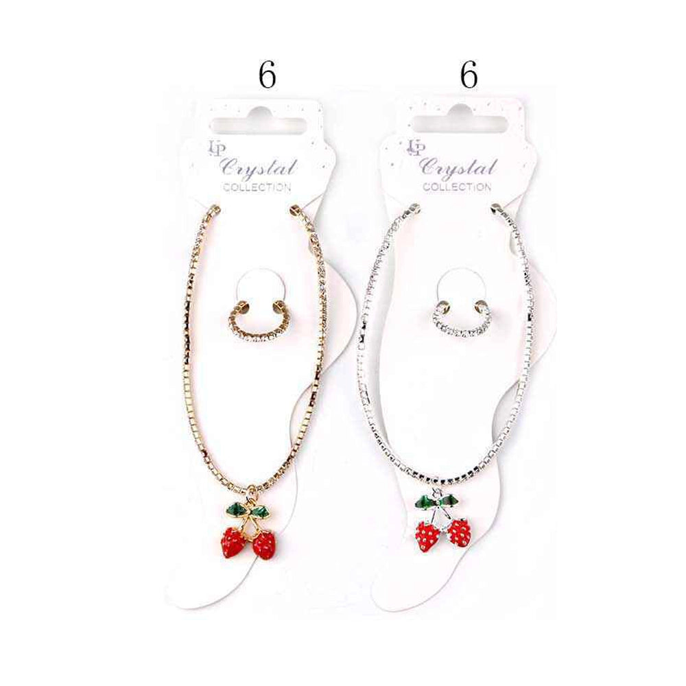 Sweet Style: Dainty Cherry Anklet & Crystal Toe Ring Set