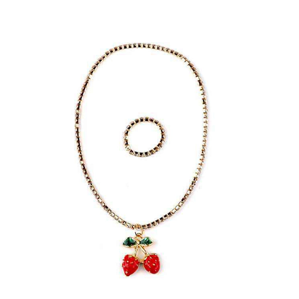 Sweet Style: Dainty Cherry Anklet & Crystal Toe Ring Set