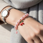 Pastel Beaded Cherry Charm Bracelet Collection | Stretch Elastic Design