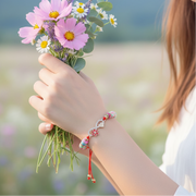 Sparkling Floral & Heart Infinity Charm Bracelet - Adjustable Red String Friendship Jewelry 12pc (YBT-5533)
