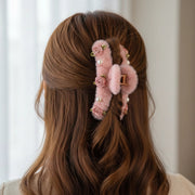 Cozy Chic Rose & Pearl Fluffy Hair Claw Clip