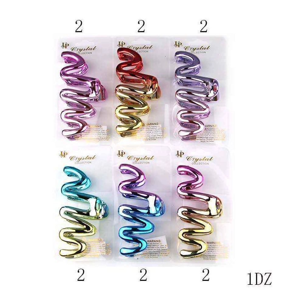 Metallic Wavy Zig-Zag Hair Claw Clip - 11cm Large Non-Slip Hair Accessory (YCP-3644RN)