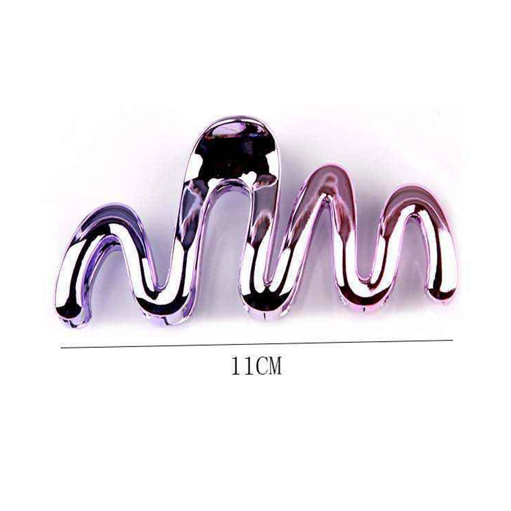 Metallic Wavy Zig-Zag Hair Claw Clip - 11cm Large Non-Slip Hair Accessory (YCP-3644RN)