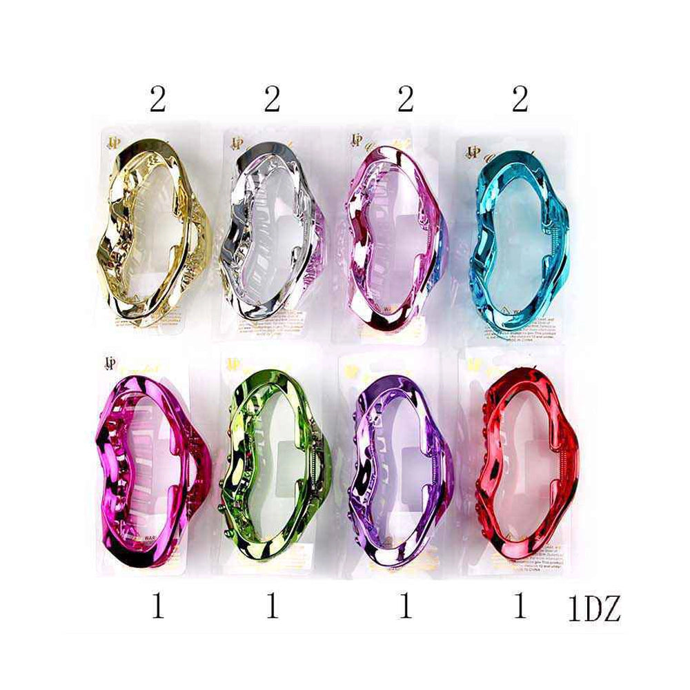 Metallic Wave Glossy Large Hair Claw Clip - 13cm Non-Slip Hair Accessory (YCP-3660ER)