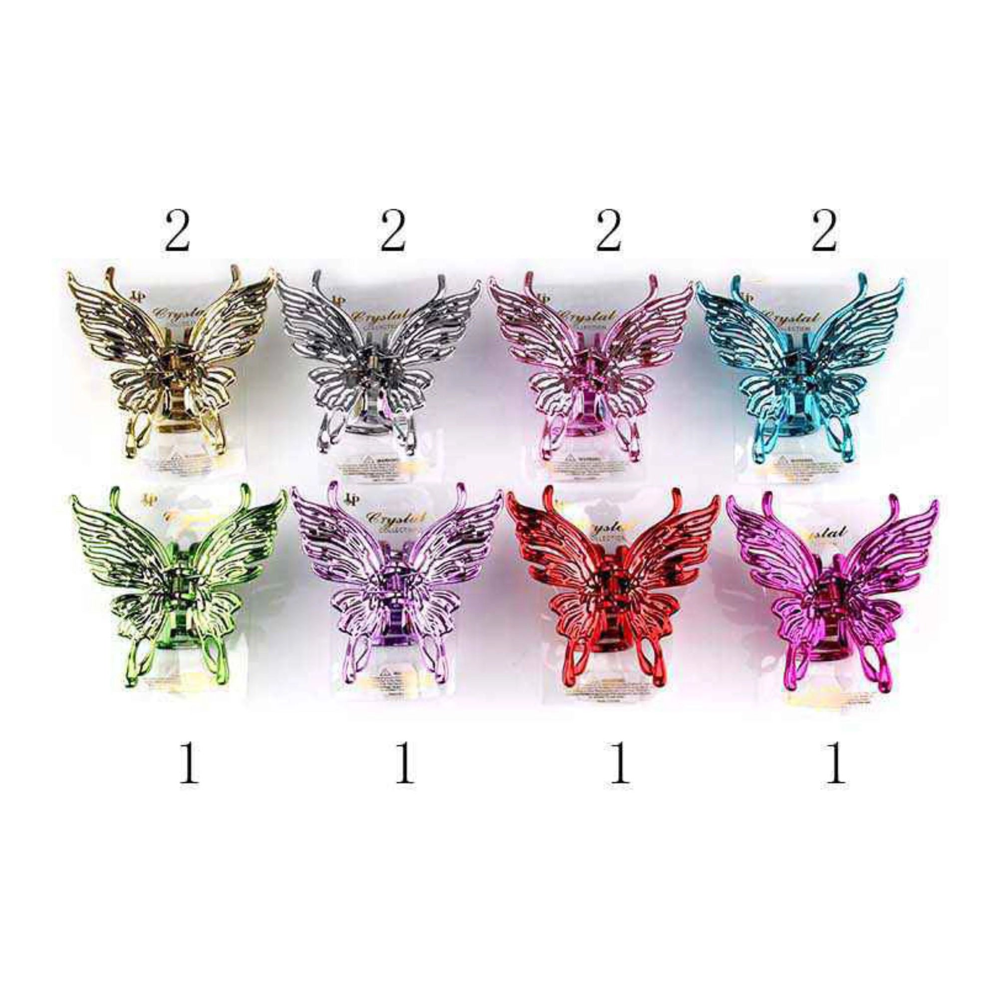 Glam Jumbo Pink Metallic Butterfly Hair Claw Clip | 11CM