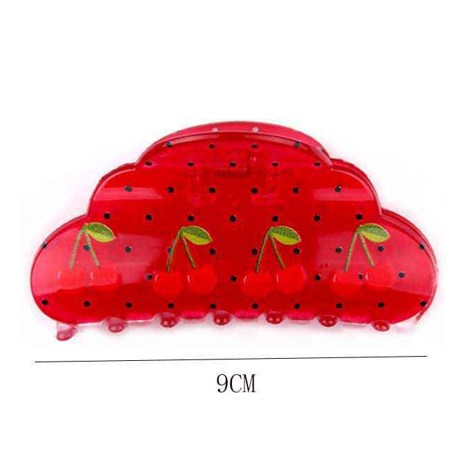 Retro Cherry Pattern Hair Claw Clip - 9cm