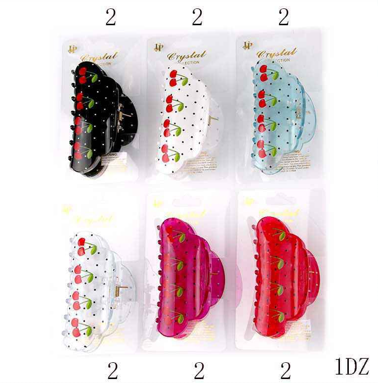 Retro Cherry Pattern Hair Claw Clip - 9cm