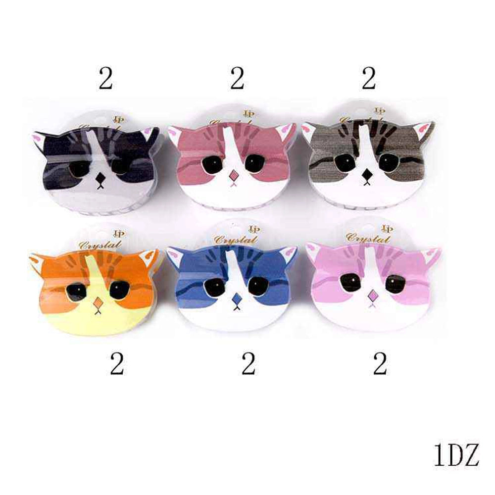 Whimsical 8cm Cat Face Hair Claw Clip Set – 12pc Multi-Color Kitty Accessories (YCP-3822)