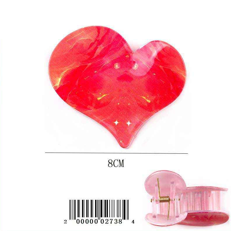 Heart-Shaped Marble Effect Hair Claw Clips - Crystal Collection