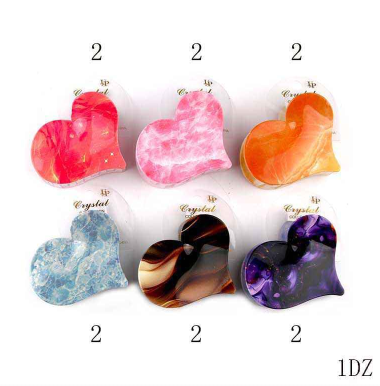 Heart-Shaped Marble Effect Hair Claw Clips - Crystal Collection