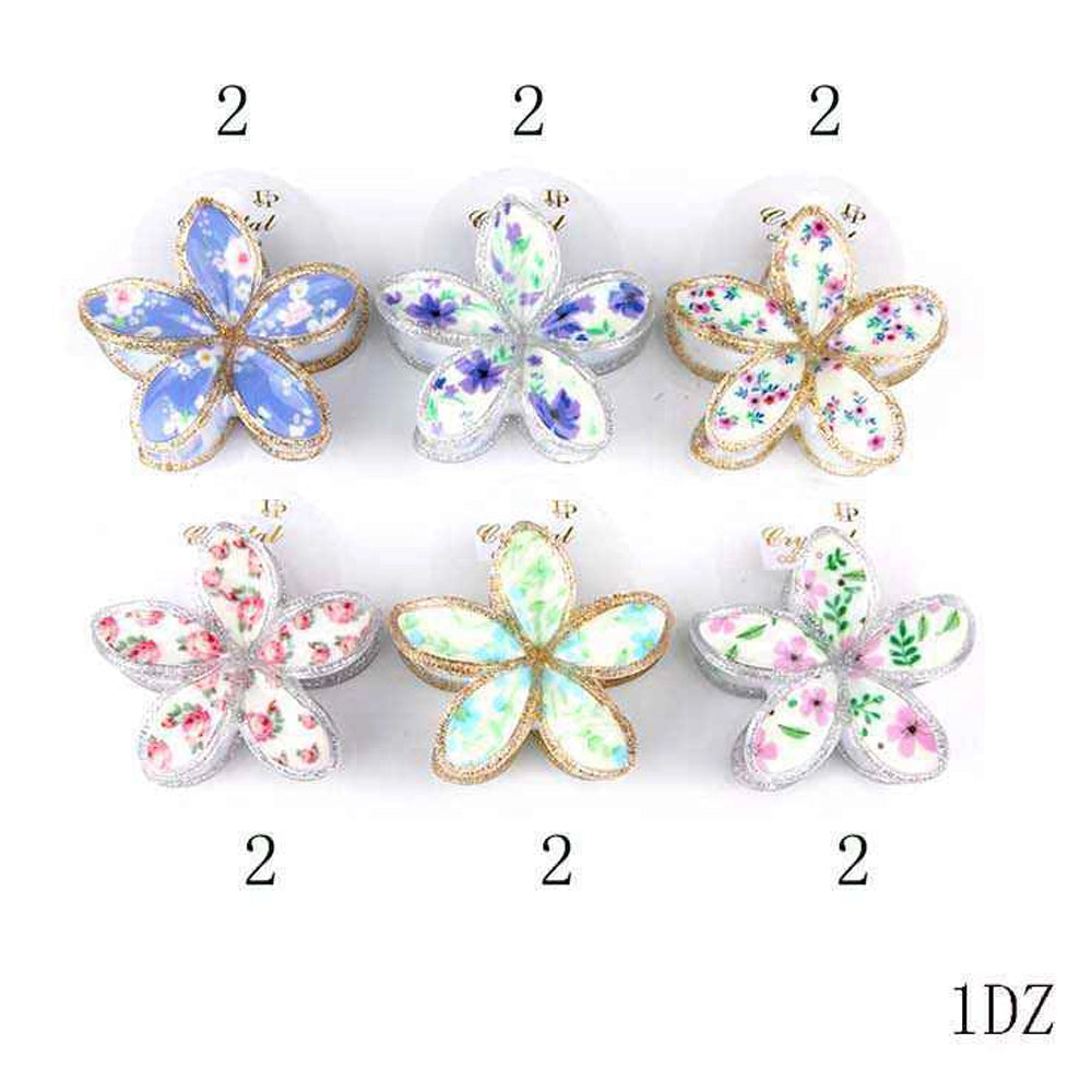 Vintage Bloom: Glitter-Edged Plumeria Hair Claw (YCP-3835)