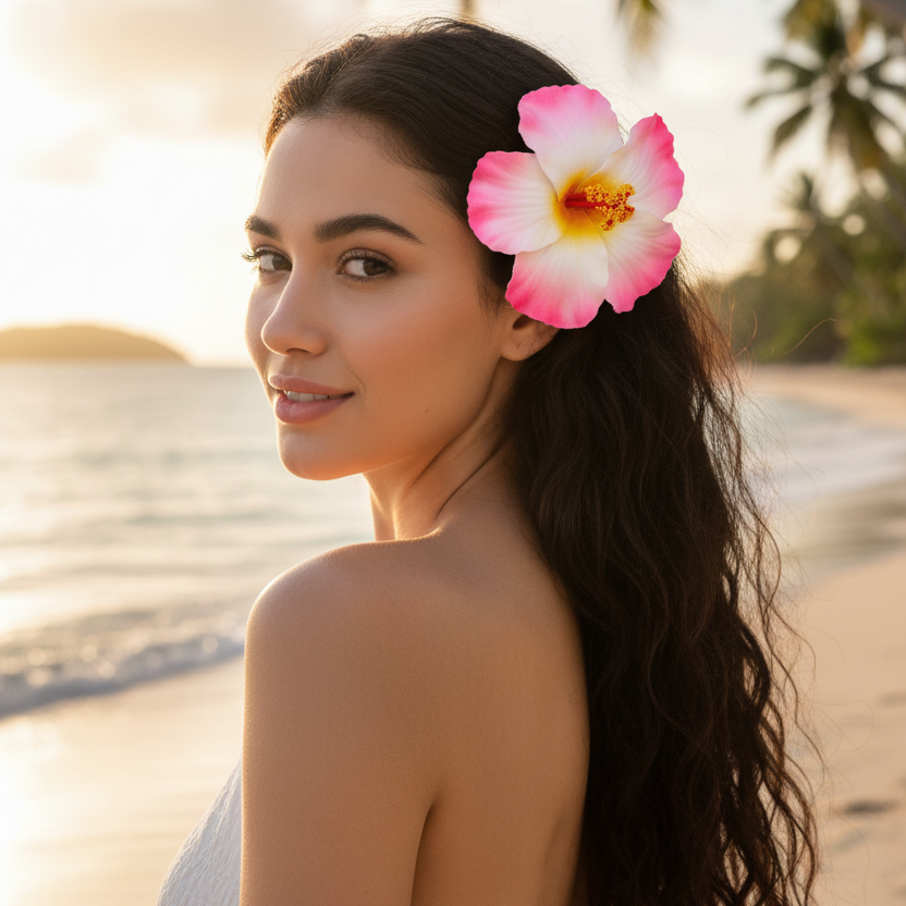 10cm Artificial Tropical Hibiscus Flower Hair Clip - Vibrant Assorted Colors (YCP-3897)