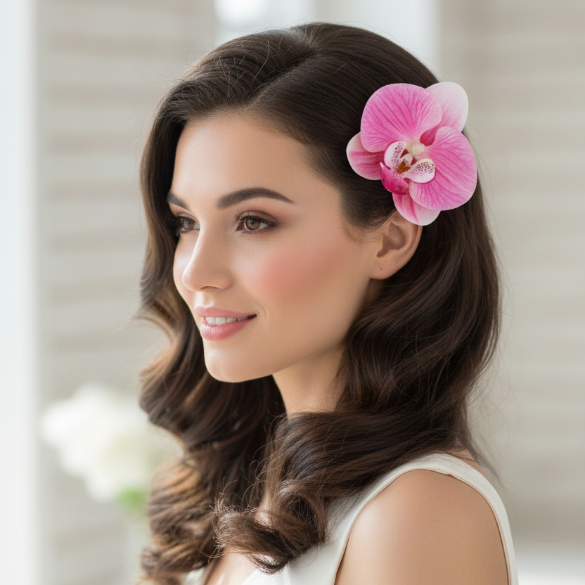 Orchid Flower Hair Clip - Artificial Tropical Hair Accessory (12-Pack)