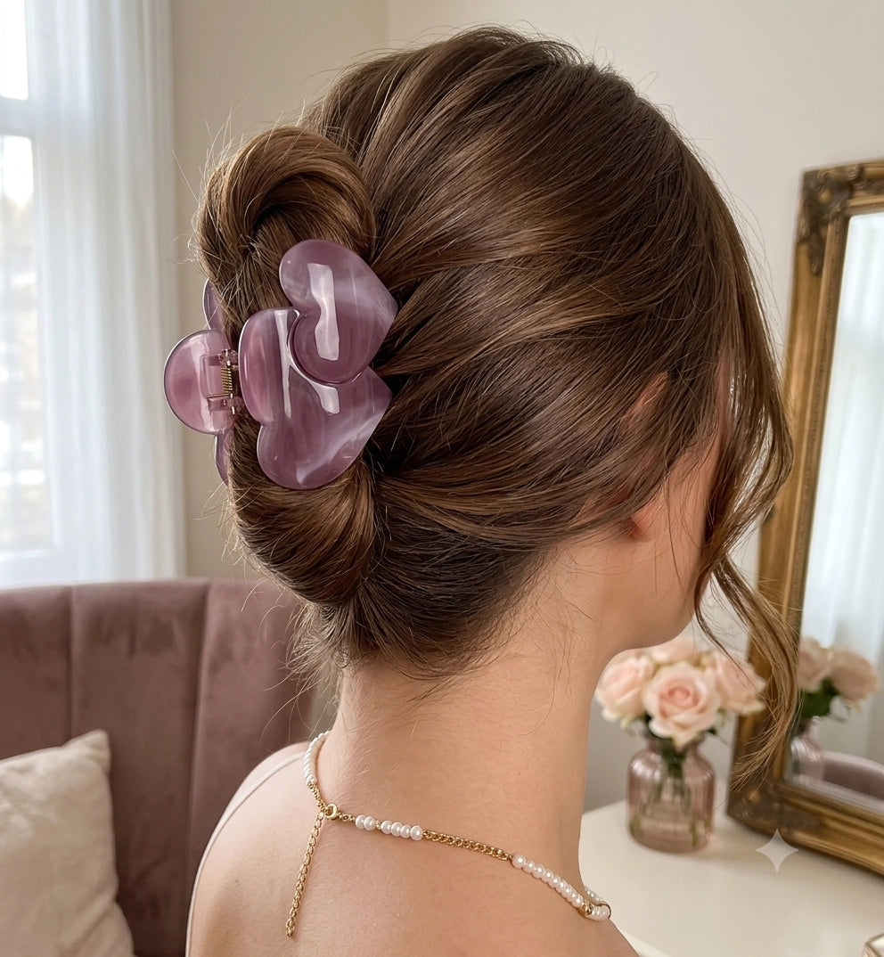 Heart-Shaped Acrylic Hair Claw Clips (YCP-3943)