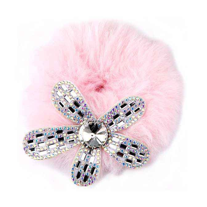 Sparkle & Fluff: Crystal Flower Furry Hair Ties