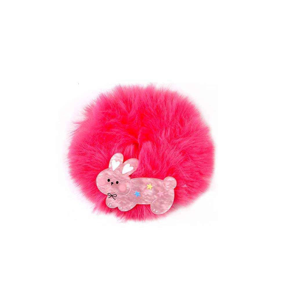 Fluffy Faux Fur Animal Hair Scrunchies – Cute Rabbit, Cat & Dog Designs (YHS-2272)