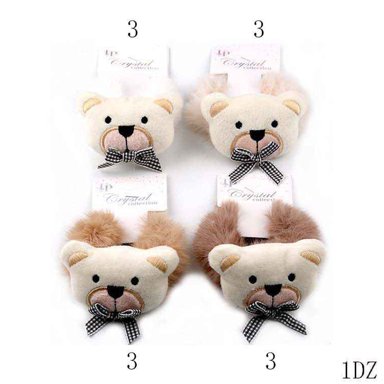 Adorable Teddy Bear Plush Hair Ties - Crystal Collection
