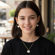 Kawaii Cartoon Cat Jewelry Set | Gold Tone Necklace & Multi-Style Earring Pack