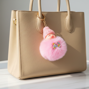 17cm Sleeping Baby Pom Pom Keychain – Fluffy Faux Fur Doll Bag Charm & Car Keyring 12pcs (YNV-1559)