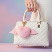 Plush Heart Keychain with Angel Wings – Soft Furry Heart Bag Charm – Available in Multiple Colors (12-Pack) (YNV-1577)