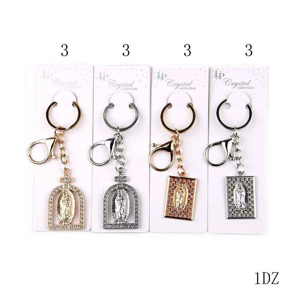 Virgin Mary Crystal Religious Keychain – Catholic Devotional Gift (YNV-1644)