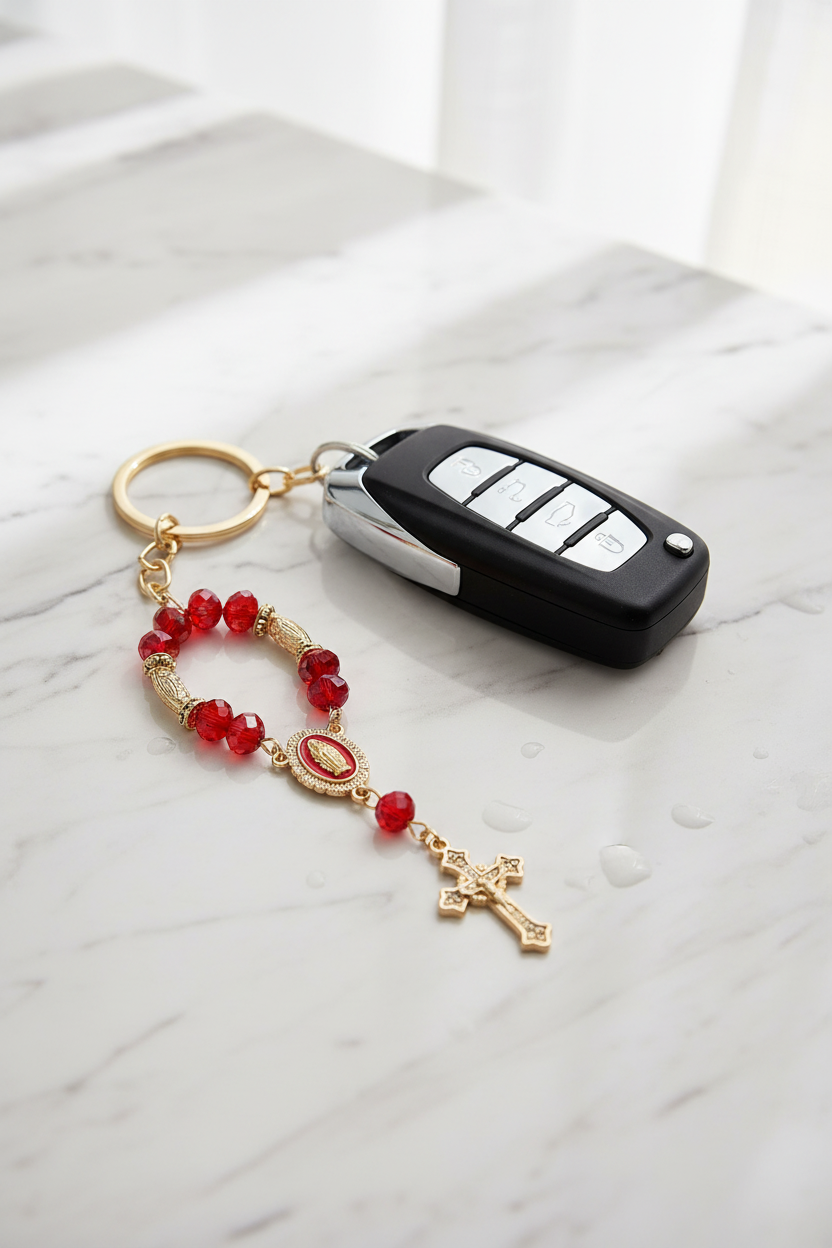 Carry Blessings Wherever You Go with the Ultimate Pocket Rosary Keychain (YNV-1654)