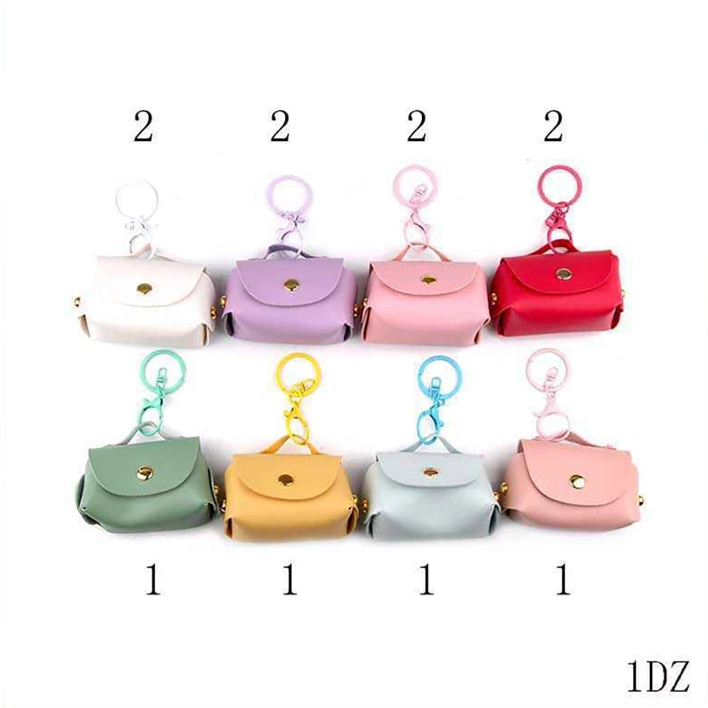 Mini PU Leather Purse Keychain - Cute Bag Charm & Coin Pouch (12-Piece Wholesale Set) (YNV-1660P)