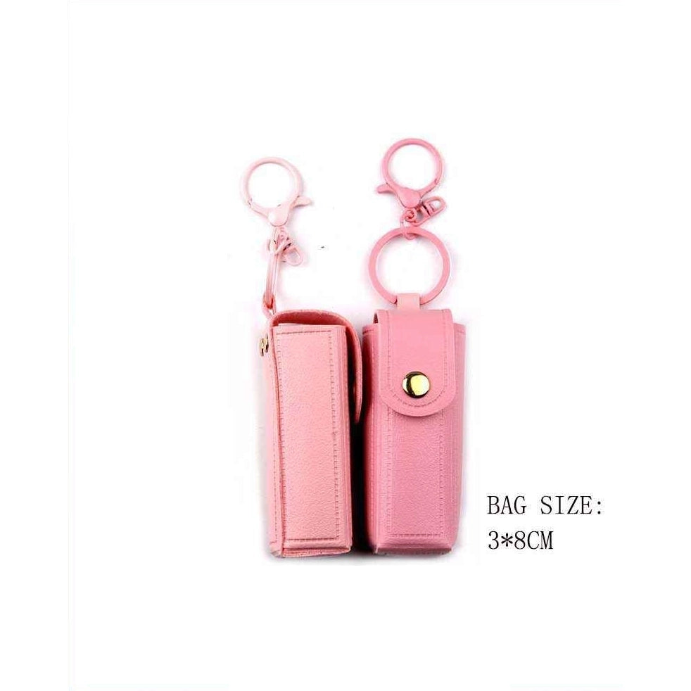 Mini PU Leather Lipstick Case Keychain with Snap Closure (12-Piece Wholesale Pack) (YNV-1664P)