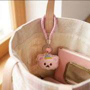 Plush Bear Keychain Pendant Bulk Set | 16cm Braided Rope Kawaii Bag Charm & Car Key Ring Accessory, 5 Assorted Colors12pcs (YNV-1679)