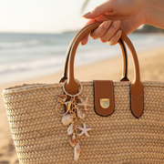 Ocean Shell Charm Keychain – 12.5cm Beach-Themed Key Ring with Starfish & Cowrie Shells, Coastal Bag Charm and Summer Accessory 12pc Wholesale Pack (YNV-1715)