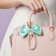 Elegant Pearl Loop and Satin Bow Keychain – Cute Aesthetic Bag Charm & Keyring Accent (12pc Wholesale Pack) (YNV-1729P)