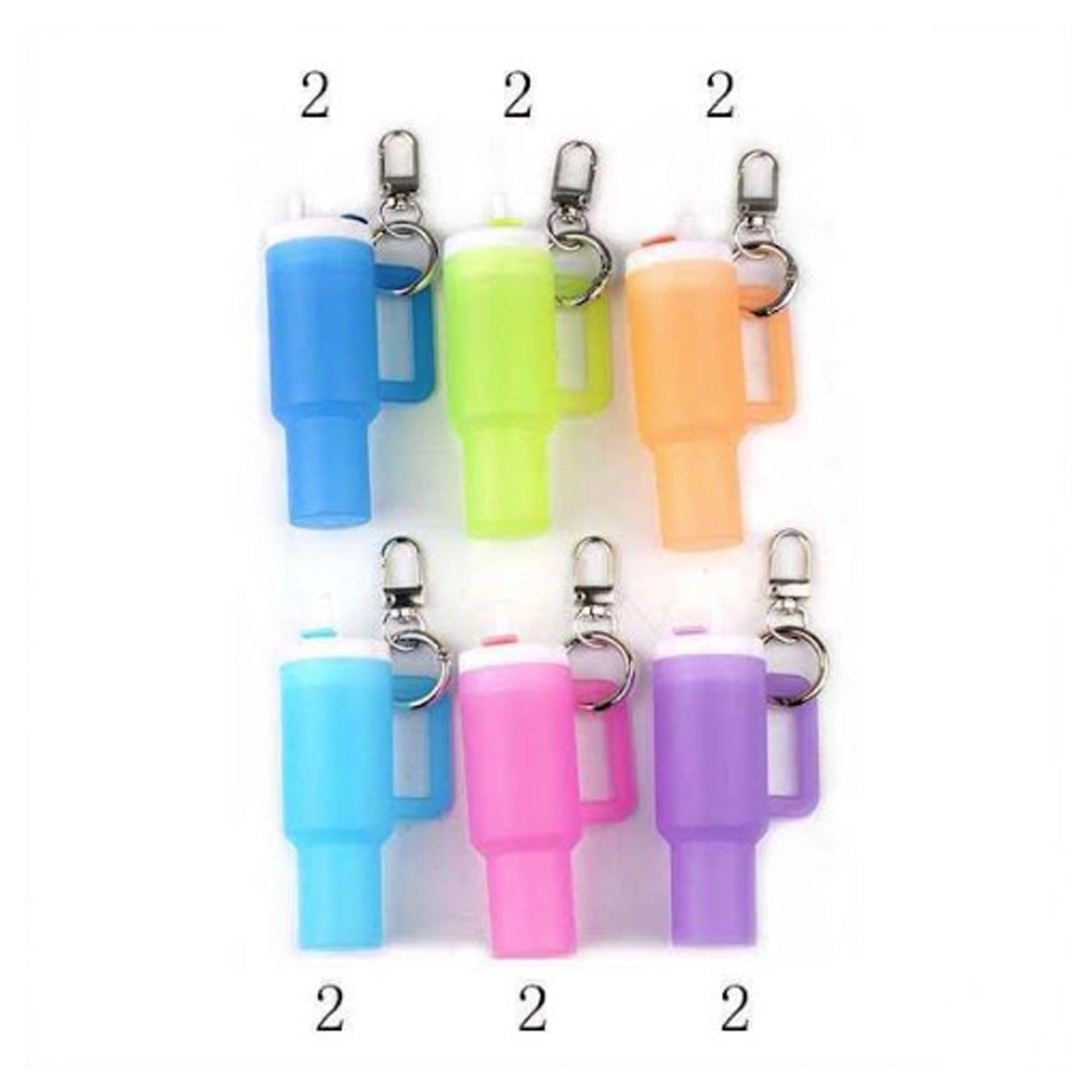 Glow-in-the-Dark Mini Tumbler Keychain Silicone Lip Balm Holder Pendant (10cm) (YNV-1745)