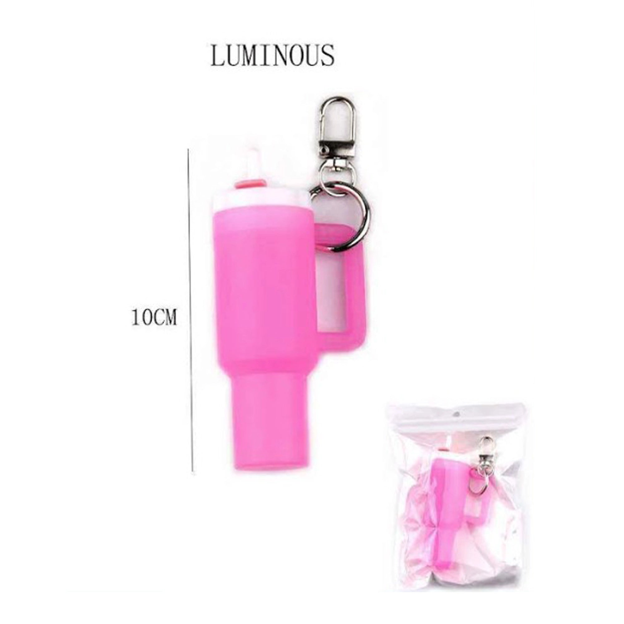 Glow-in-the-Dark Mini Tumbler Keychain Silicone Lip Balm Holder Pendant (10cm) (YNV-1745)
