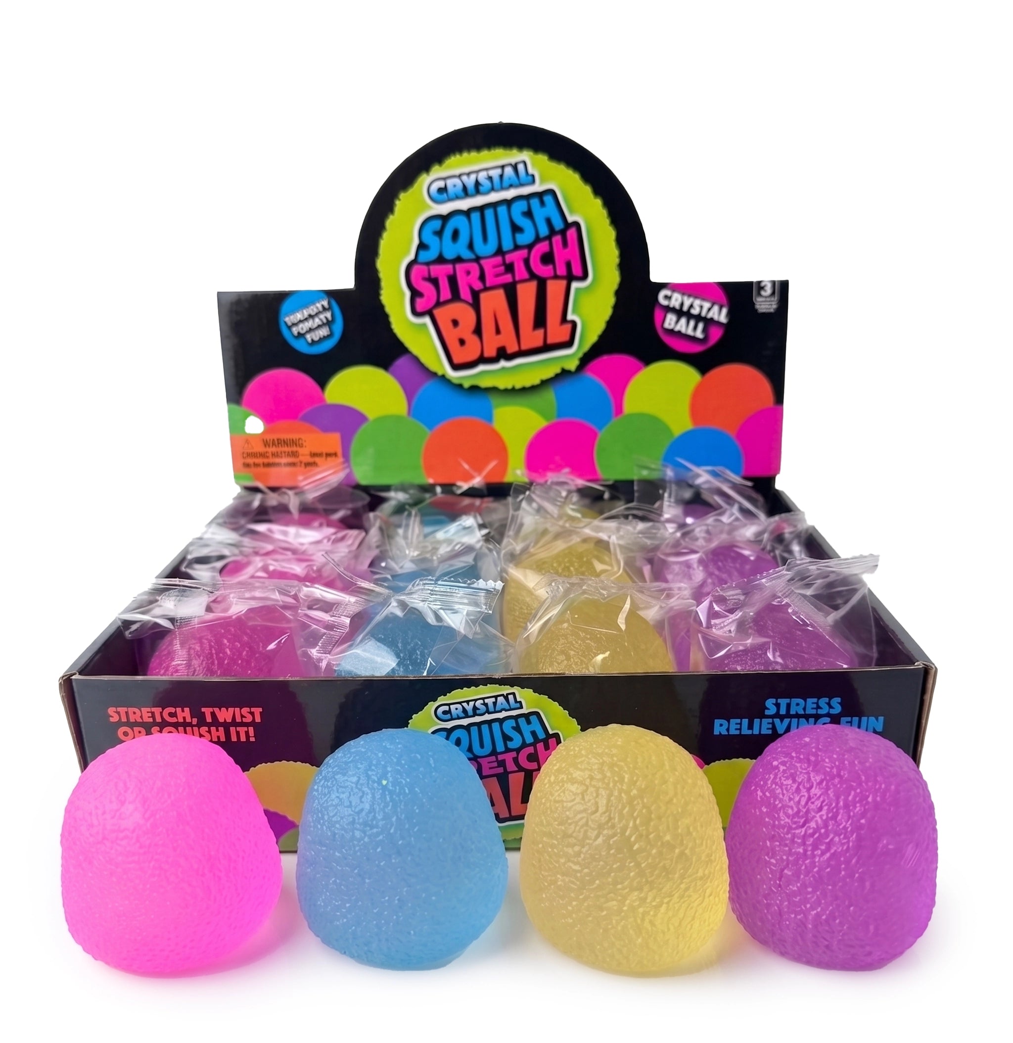 Crystal Squish Stretch Ball – Textured Sensory Fidget Toy, Stress Relieving Squeeze Balls for Kids & Adults, Colorful Party Favors (YY-511)