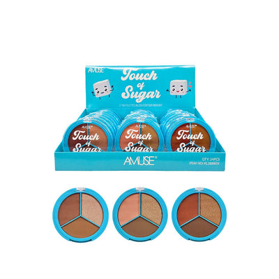 Amuse - Touch of Sugar 3 trio Palettes Blush/Contour/Highlight - TRUECOLOR WHOLESALE