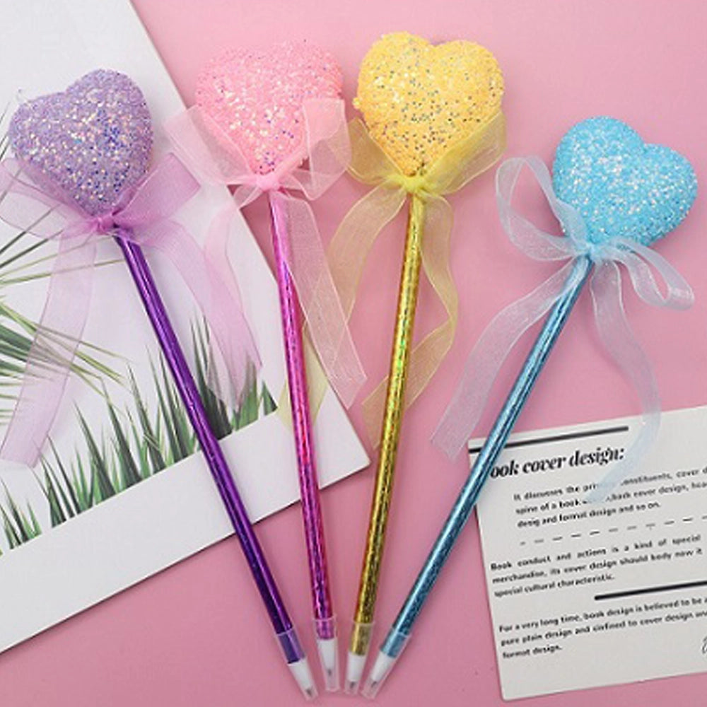 Sparkle Heart Wand Gel Pens - Glittery Stationery Set (aty1803)