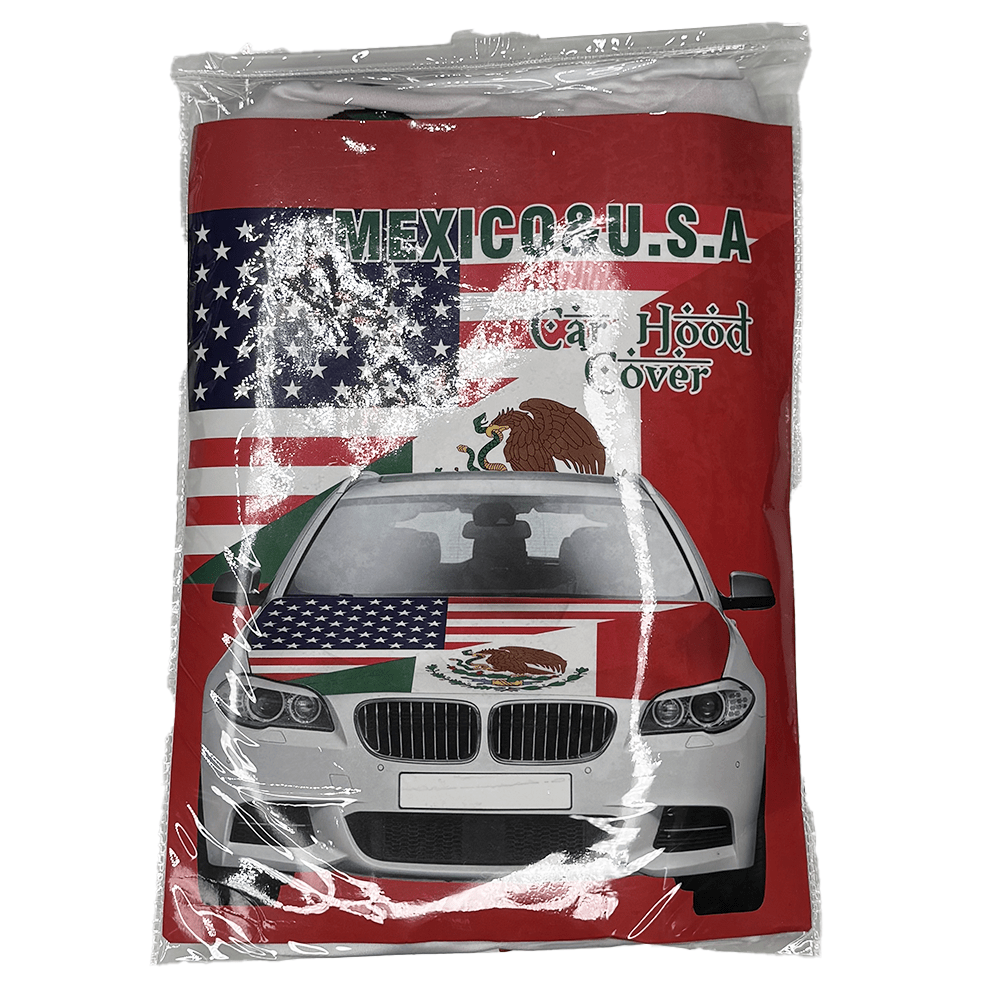 Mexico & USA Flag Car Hood Cover – Fits Most Cars 49–61" - TRUECOLOR WHOLESALE